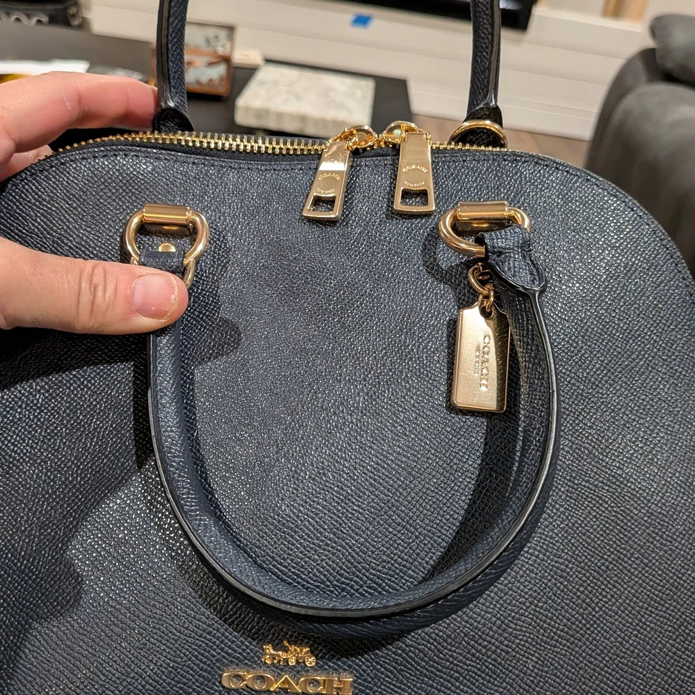 Coach Midnight Katy Pebbled Leather Carry All Satchel Crossbody Bag